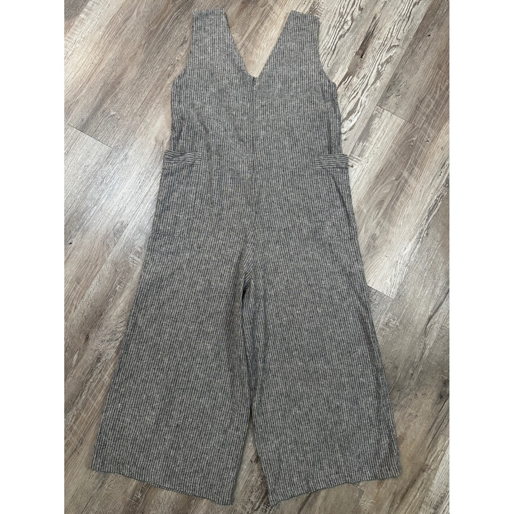 Cynthia Rowley Pinstripe Linen Blend Wide Leg Jumpsuit Large Lagenlook Boho - Picture 4 of 8
